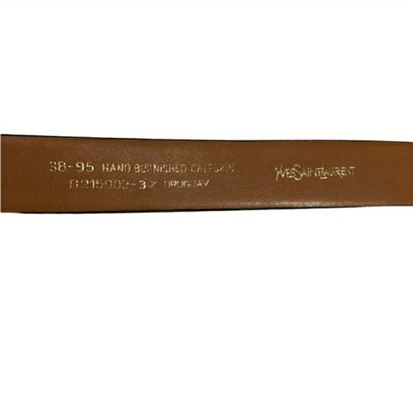 YSL Light Brown Burnished Leather Belt VINTAGE Vintage! - Picture 2 of 7